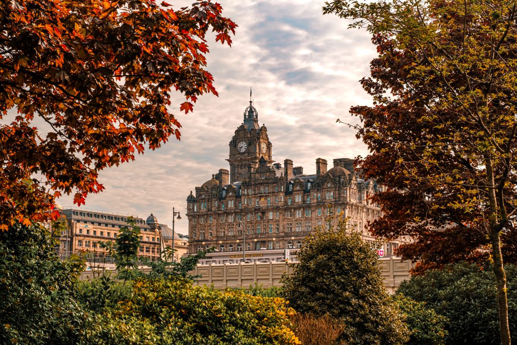 Balmoral Hotel The Balmoral Hotel in Edinburgh, seen through the trees
