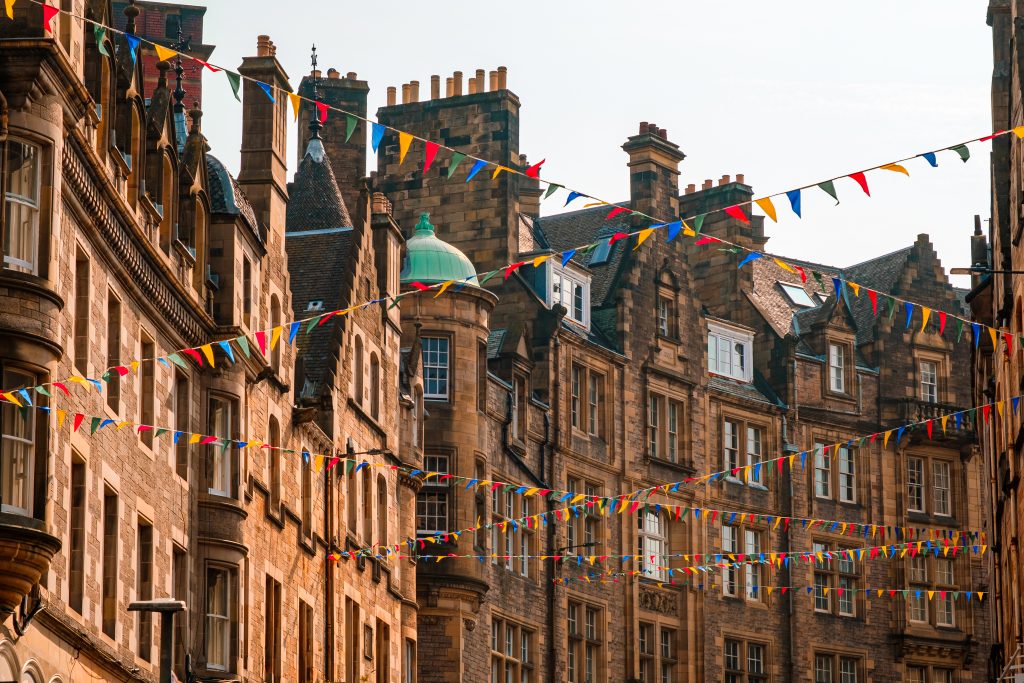 Bunting Above Edinburgh Bunting flags strung above the streets of Edinburgh